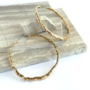 NEW~ Free People Gold Textured Large Hoop Earrings